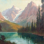 Emerald Lake by Roland Gissing, 1945 oil - (25x30 in)