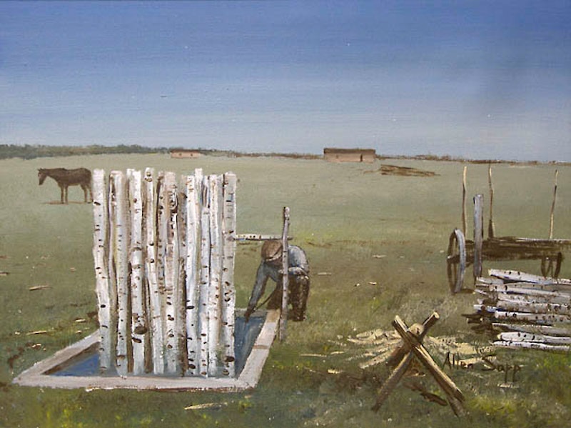 Making Fenceposts on Sweetgrass Reserve Image 1