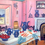Dining Room Interior by Simone-Mary Bouchard, 1940 oil on canvas - (14.75x18.75 inch)