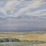 Untitled Prairie Scene by Ernest Lindner, 1940 watercolour - (14x21 in)