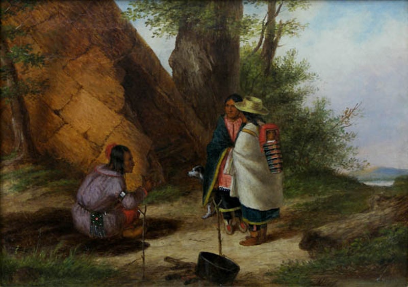Indians Meeting by a Teepee