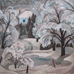 Blue Ice Lake Wonish by Anne Savage, 1935 oil on canvas - (36x40 in)