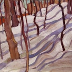 Trees and Snow Shadows by Pegi Nicol MacLeod, 1930 oil on panel - (10.75x12 in)