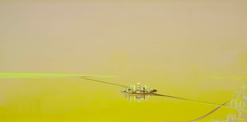 Floating City - Glowing Yellow Green