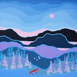 Forest Portage by Ted Harrison, 1984 acrylic on canvas - (24x36 in)