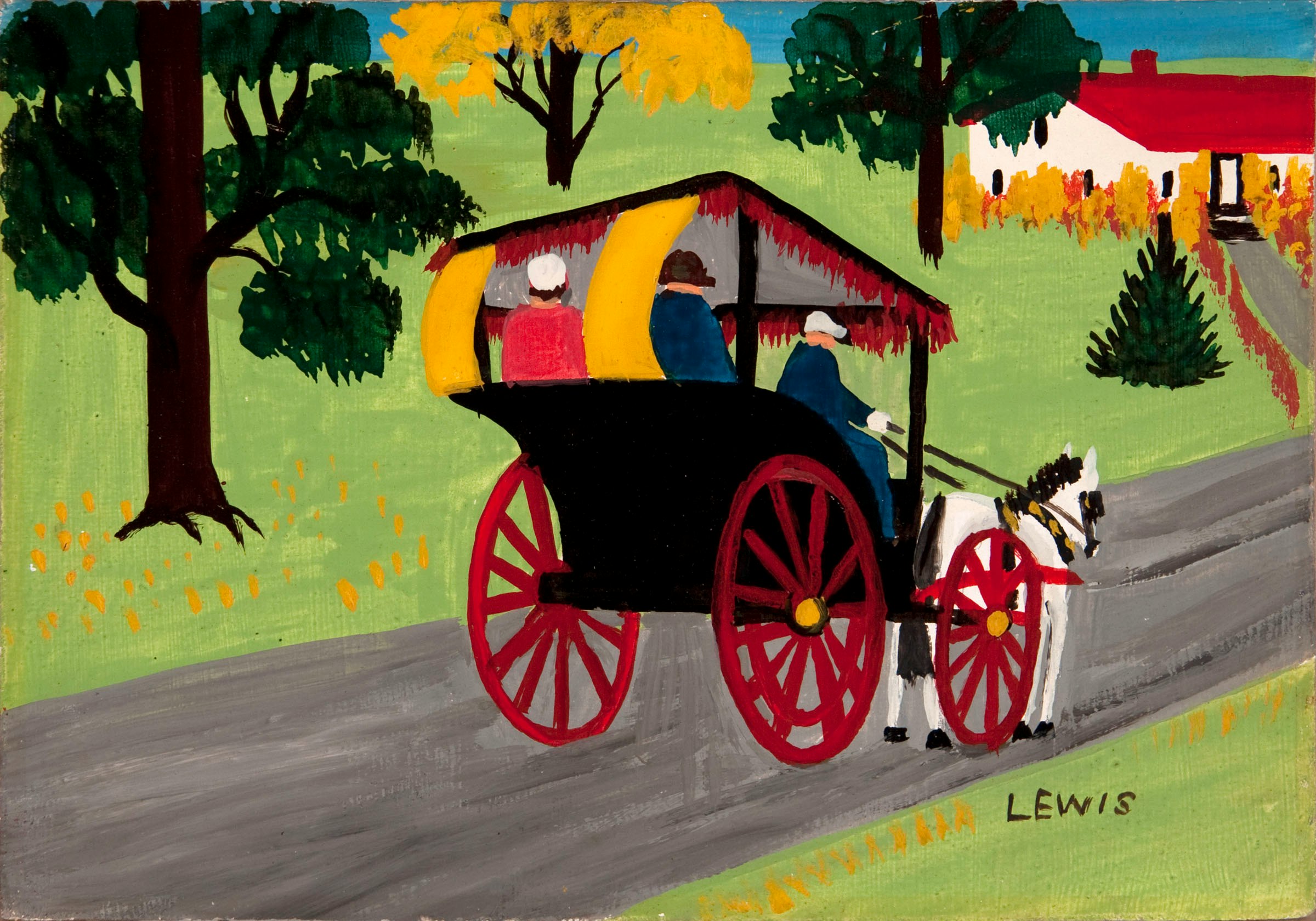 Carriage by Maud Lewis, circa 1955 Oil on Board - (8.5x12 in)