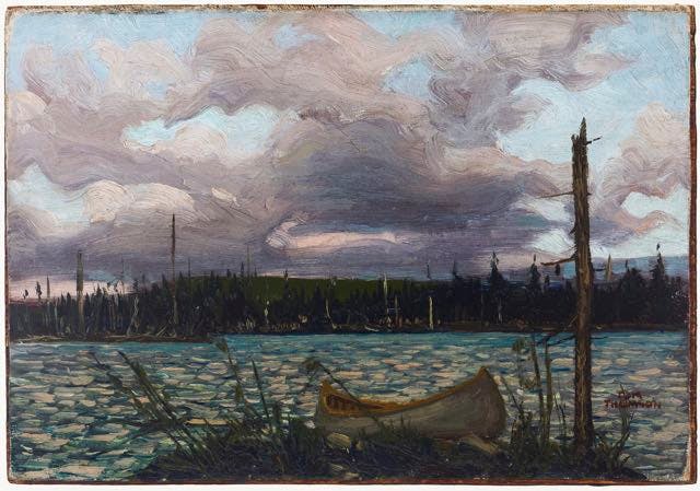 Canoe and Lake, Algonquin Park, Tom Thomson 1913 Mayberry Fine Art