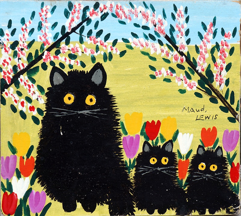 Black Cat, Two Kittens Image 1