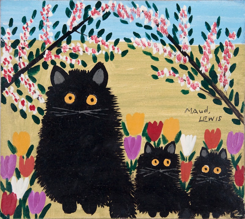 Black Cat, Two Kittens Image 2