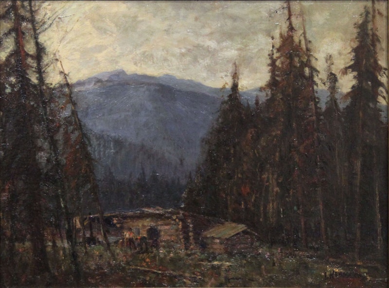Untitled (Cabin in Mountain Landscape)