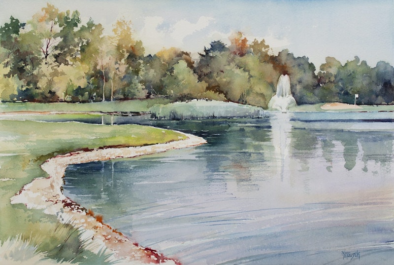 Fountain on Golf Course, Niakwa Image 1