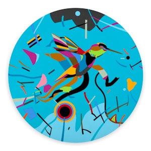 Nenookaasi (Ruby-Throated Hummingbird) by Dee Barsy, 2021 Acrylic on Panel - (24x24 in) | Contemporary Artist