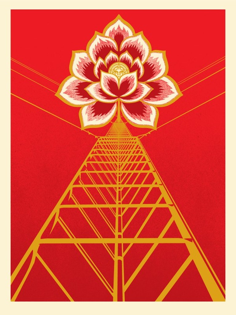 Flower Power - Red/375 by Shepard Fairey, 2021 Screen Print - (24x18 in)
