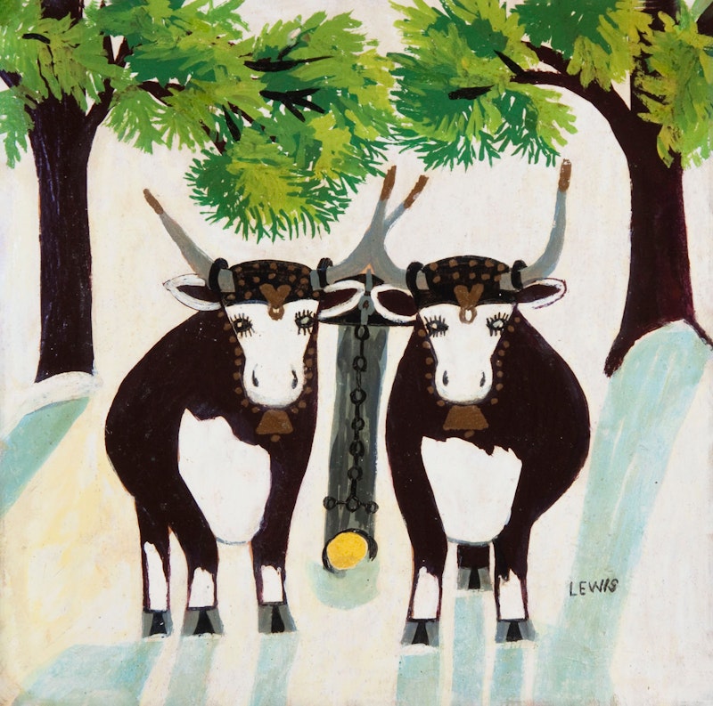 Two Oxen in Winter (Gold Adornments)