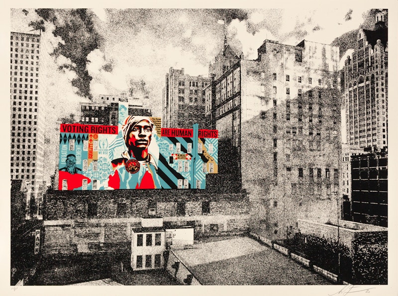 VOTING RIGHTS ARE HUMAN RIGHTS MKE MURAL A/P by Shepard Fairey, 2021 Screen Print - (18x24 in)