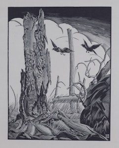 Untitled (Black Birds & Stump)