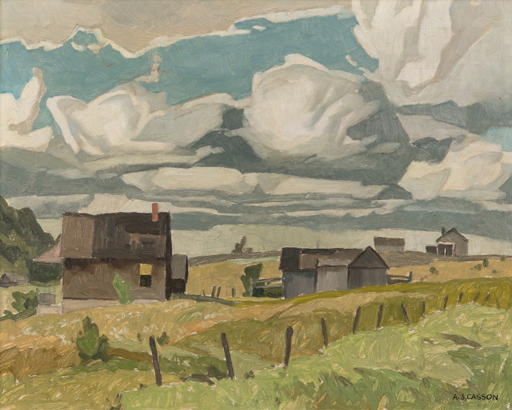 July Sky (Near Barry Bay) by Alfred Joseph Casson, 1959 Oil on Canvas - (11.5x14.5 in)