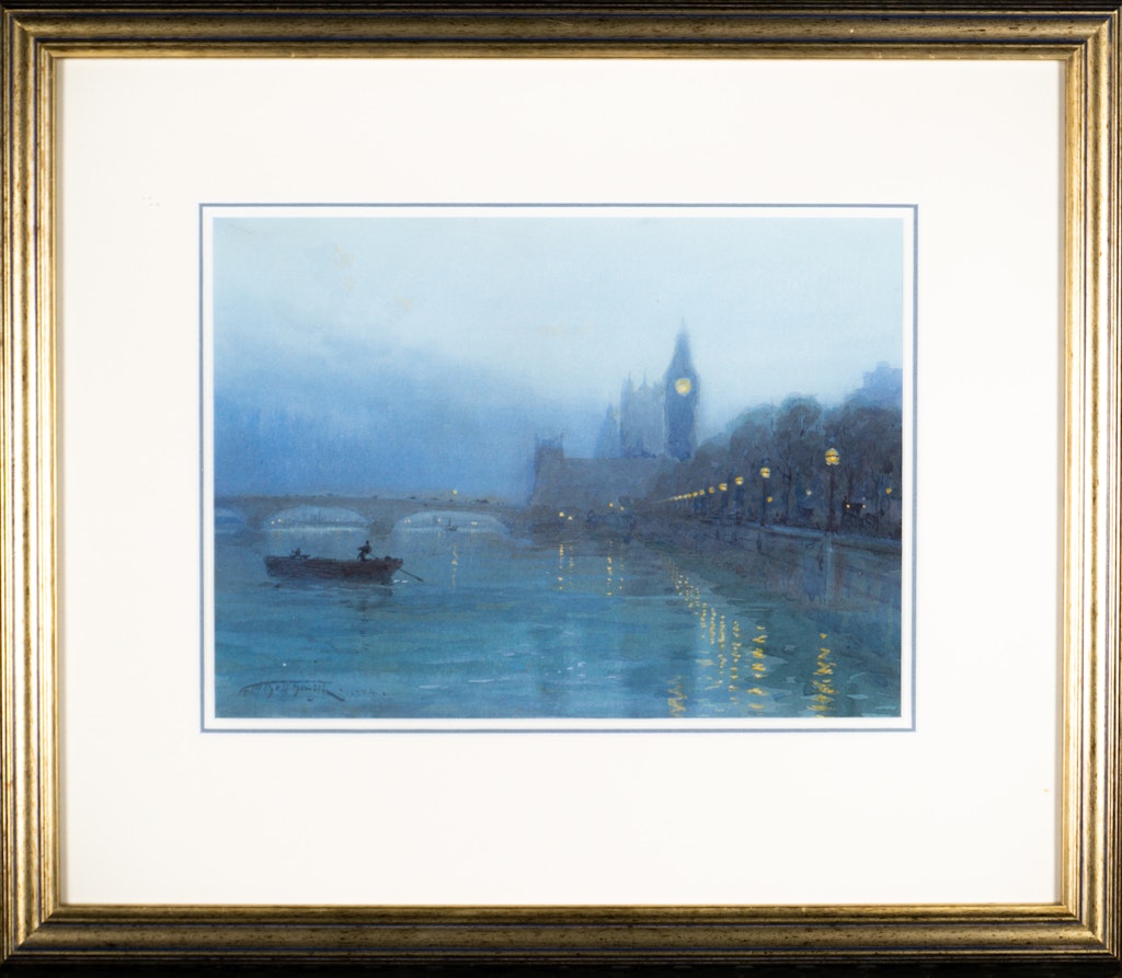 Thames River London by Frederic Marlett Bell-Smith Watercolour On Paper - (9x12.25 in)